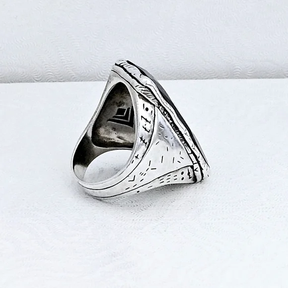 RARE Silpada Sterling Silver Onyx 'Black Tie' Cigar Ring R2891 Size 11.25